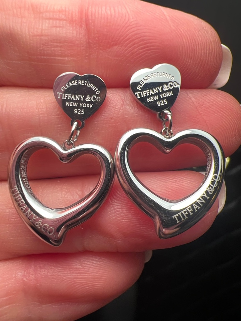 Silver Stainless Steel Heart Dangle Earrings - Upcycled Fashion Inspired